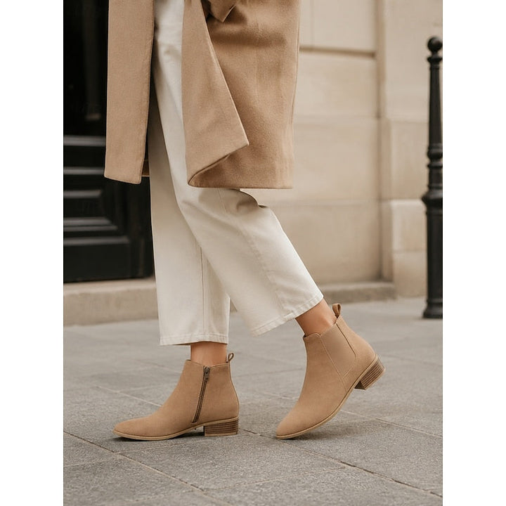 Pointed-Toe Block Heel Ankle Boots