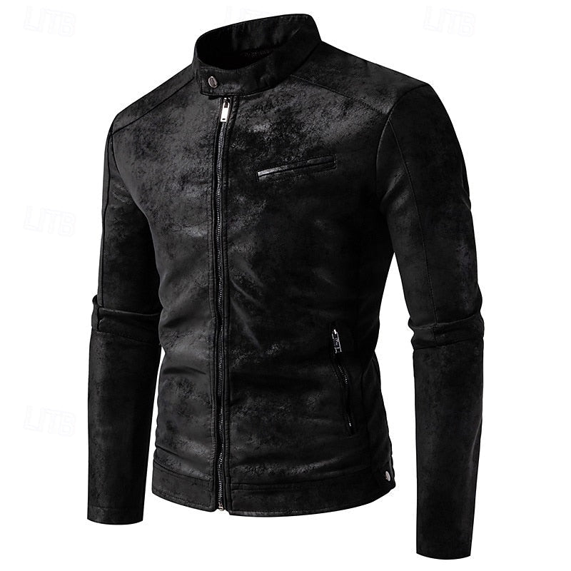 Classic Stand-Collar Biker Jacket