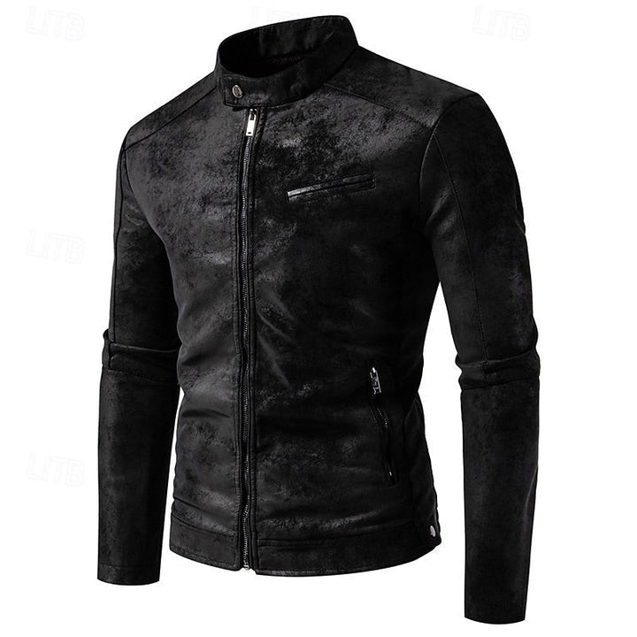 Classic Stand-Collar Biker Jacket