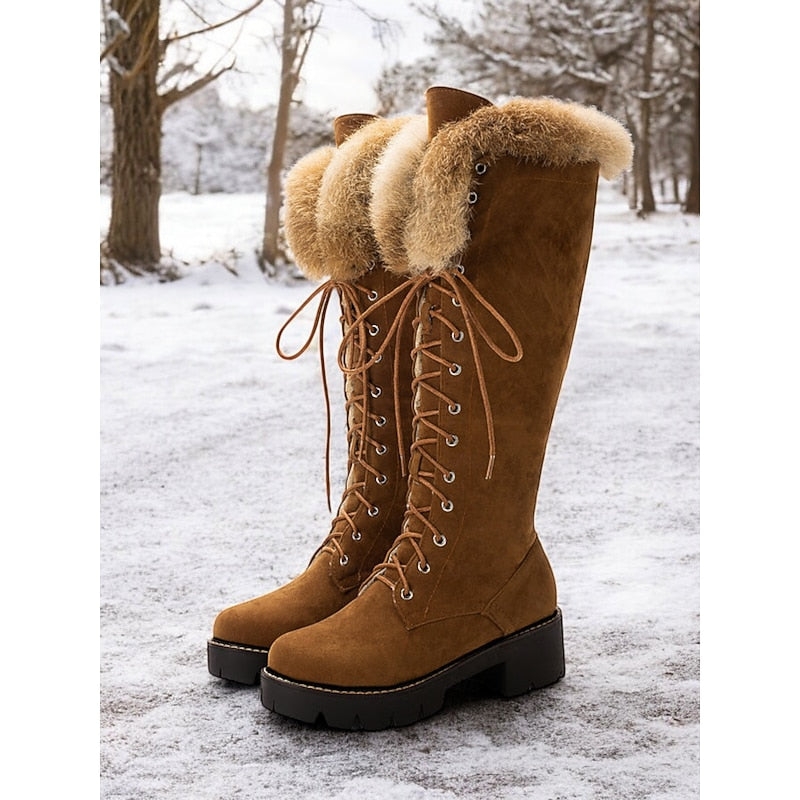 Aurelia Lace-Up Knee-High Winter Boots