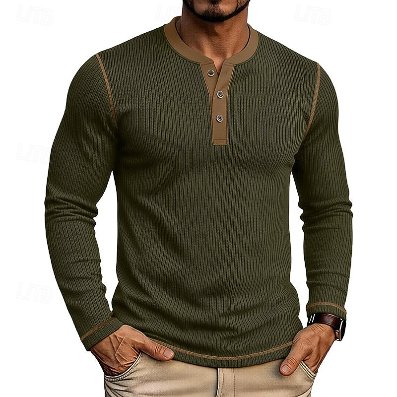 Ribbed Henley Shirt