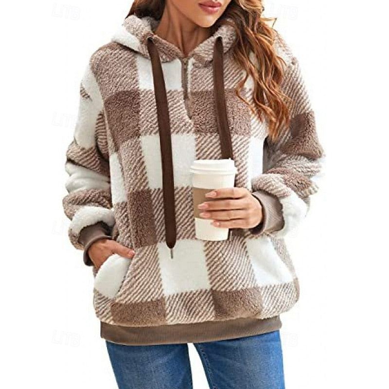Quarter-Zip Checkered Hoodie