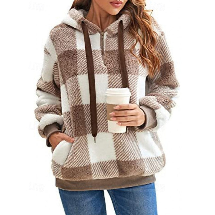 Quarter-Zip Checkered Hoodie