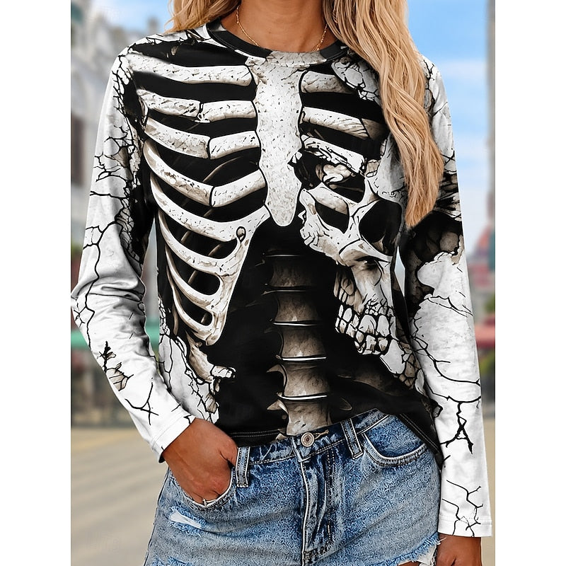Halloween Skeleton Long Sleeve Top