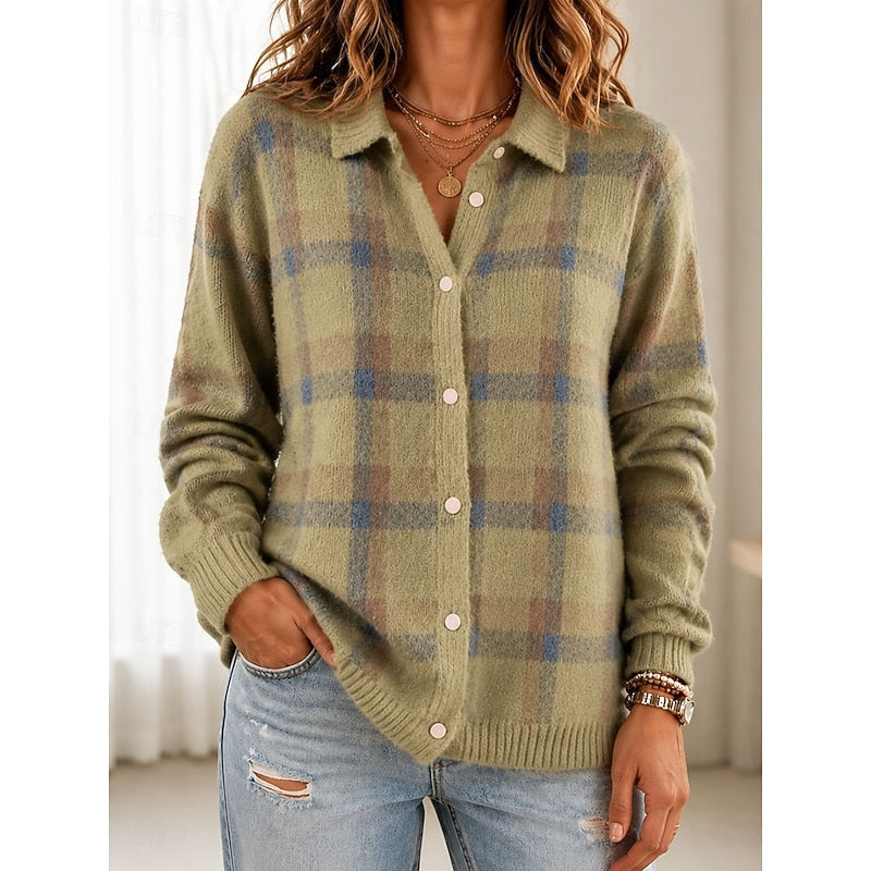 Classic Plaid Button Cardigan