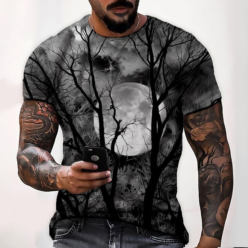 Halloween Moon Graphic Crew Neck T-Shirt