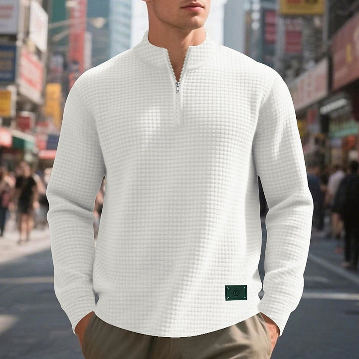 Quarter-Zip Textured Sweatshirt