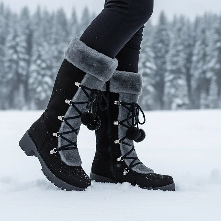 Lace-Up Winter Boots with Faux Fur