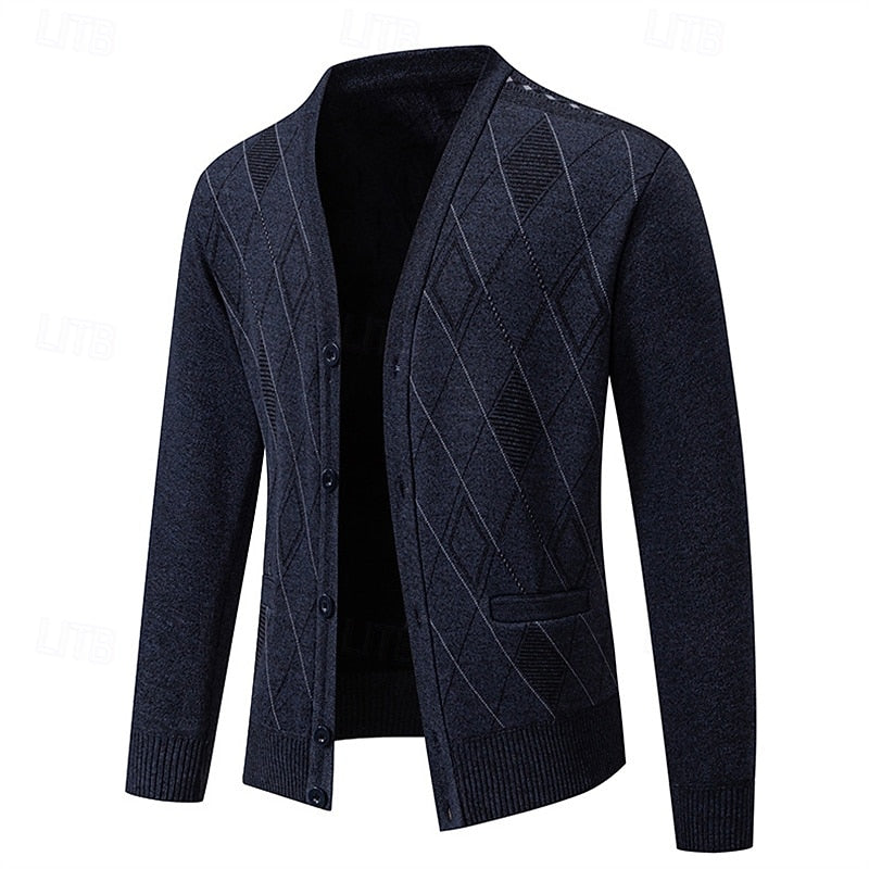 Refined Argyle Cardigan