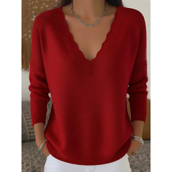 Scalloped V-Neck Halloween Sweater