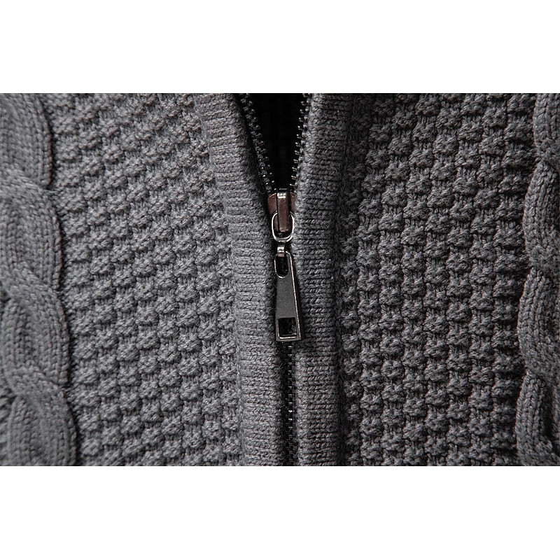 Textured Zip-Up Cardigan