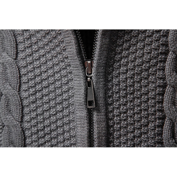 Textured Zip-Up Cardigan
