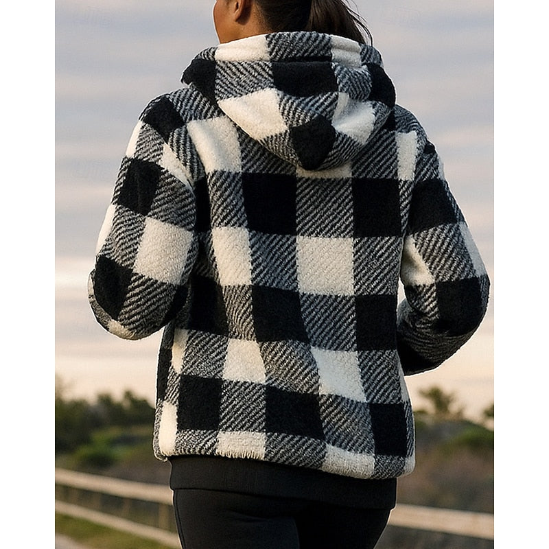 Quarter-Zip Checkered Hoodie