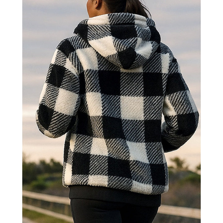Quarter-Zip Checkered Hoodie