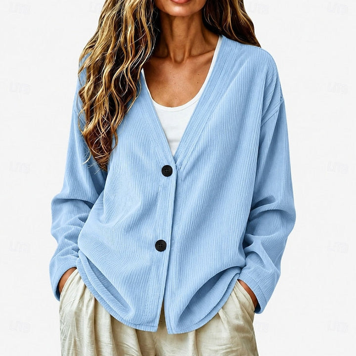 Relaxed V-Neck Button Cardigan