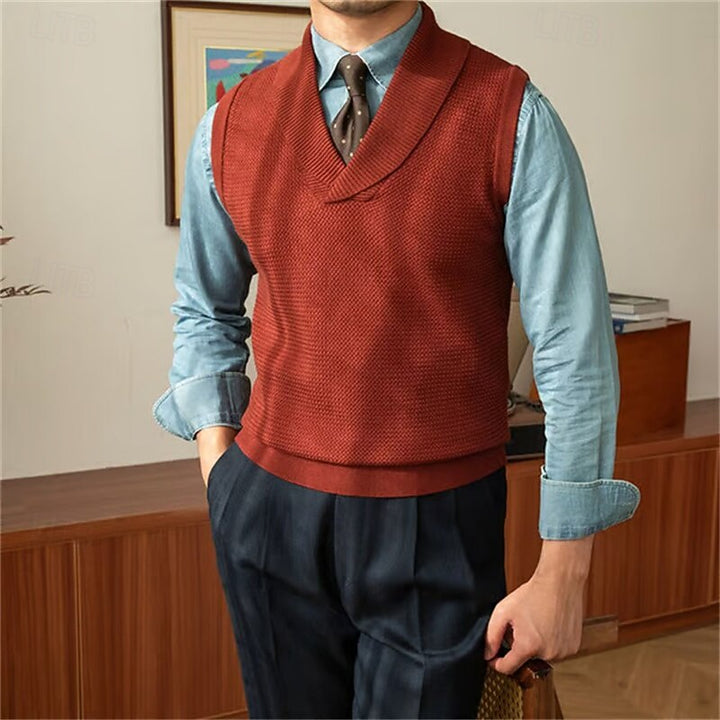 Shawl-Collar Knit Sweater Vest