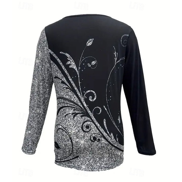 Floral Quarter-Zip Long Sleeve Top