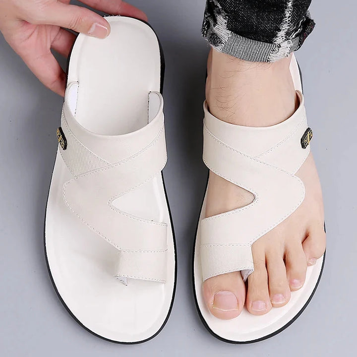 Men’s Dual Strap Slide Sandals with Toe Loop