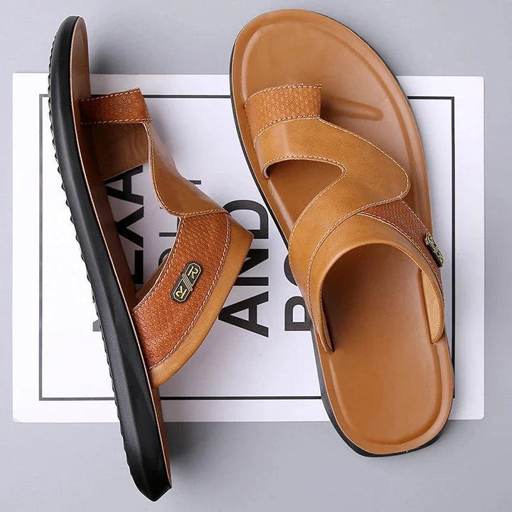 Men’s Dual Strap Slide Sandals with Toe Loop