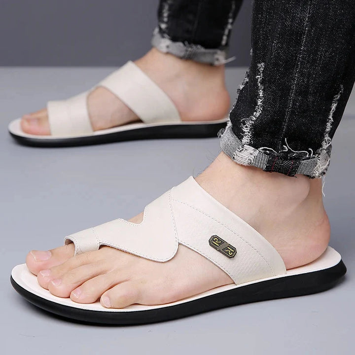 Men’s Dual Strap Slide Sandals with Toe Loop