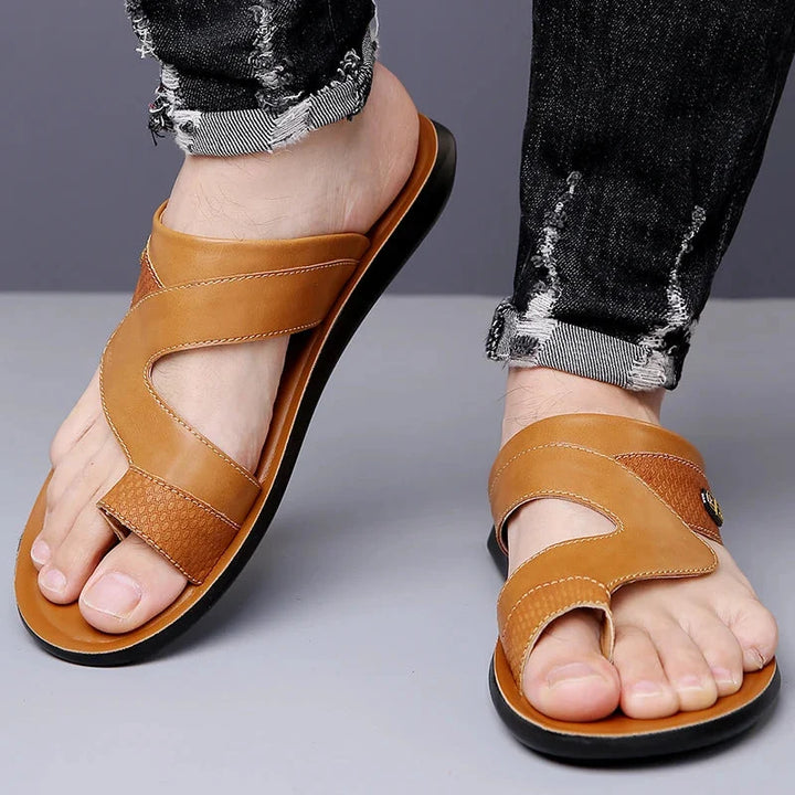 Men’s Dual Strap Slide Sandals with Toe Loop