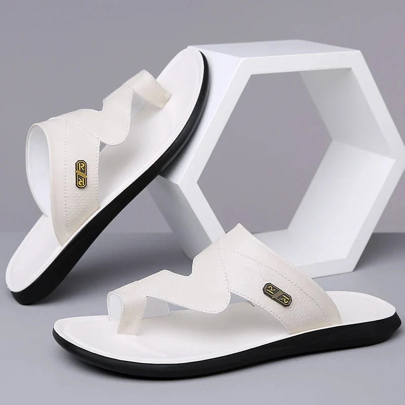 Men’s Dual Strap Slide Sandals with Toe Loop