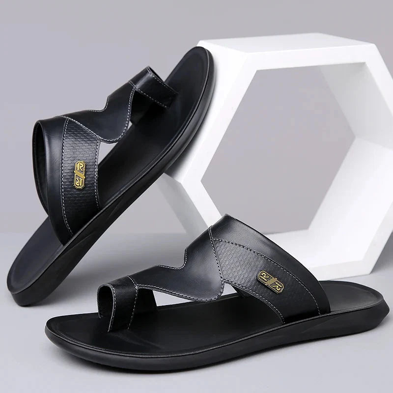 Men’s Dual Strap Slide Sandals with Toe Loop