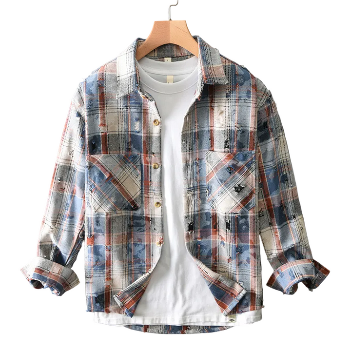 Men’s Long Sleeve Plaid Button-Up Shirt