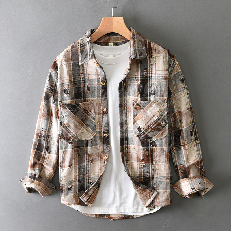 Men’s Long Sleeve Plaid Button-Up Shirt