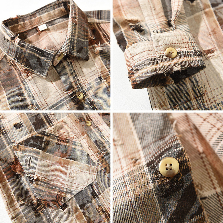 Men’s Long Sleeve Plaid Button-Up Shirt