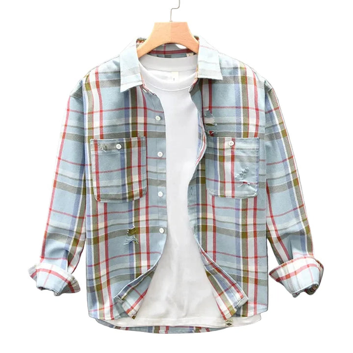 Men’s Long Sleeve Plaid Button-Up Shirt