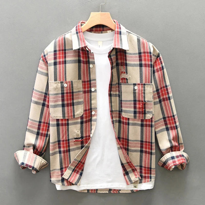 Men’s Long Sleeve Plaid Button-Up Shirt