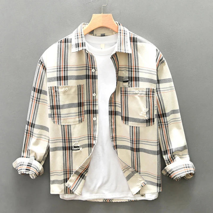 Men’s Long Sleeve Plaid Button-Up Shirt
