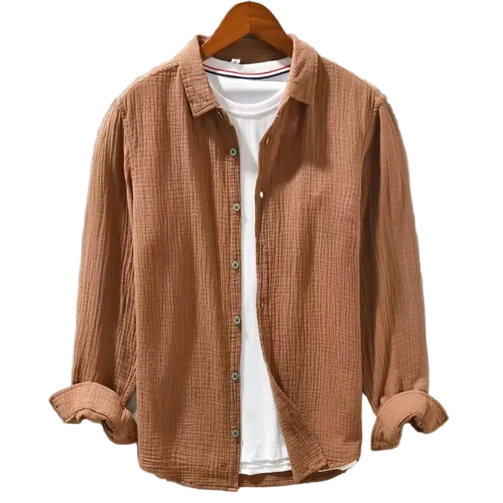 Textured Long Sleeve Button-Up Shirt
