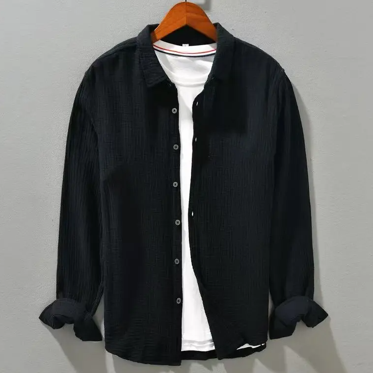 Textured Long Sleeve Button-Up Shirt