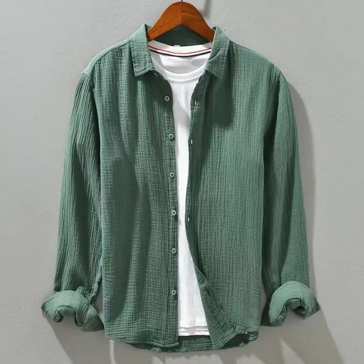 Textured Long Sleeve Button-Up Shirt