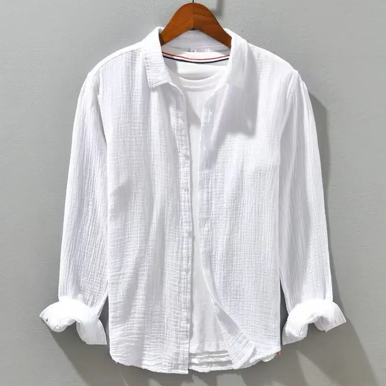 Textured Long Sleeve Button-Up Shirt