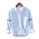 Men’s Long Sleeve Button-Up Shirt with Stripe Detail