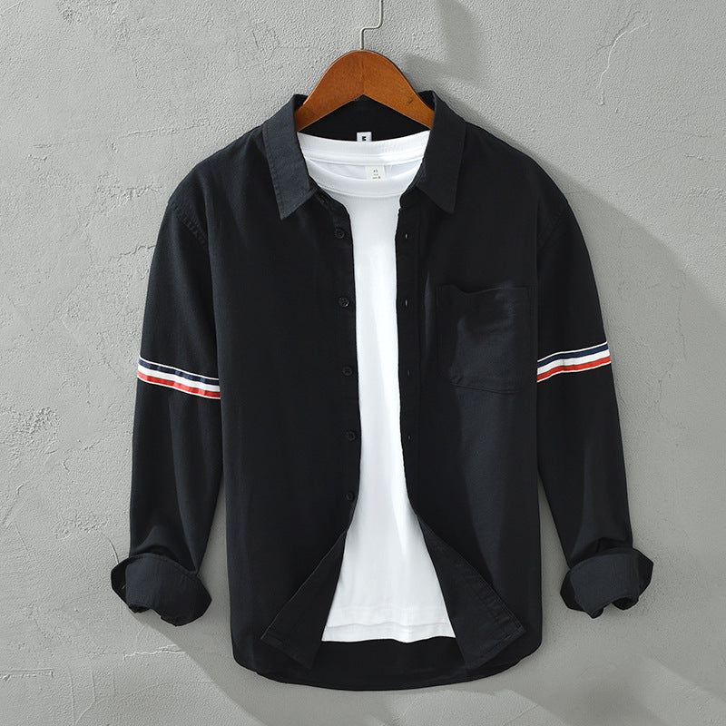 Men’s Long Sleeve Button-Up Shirt with Stripe Detail