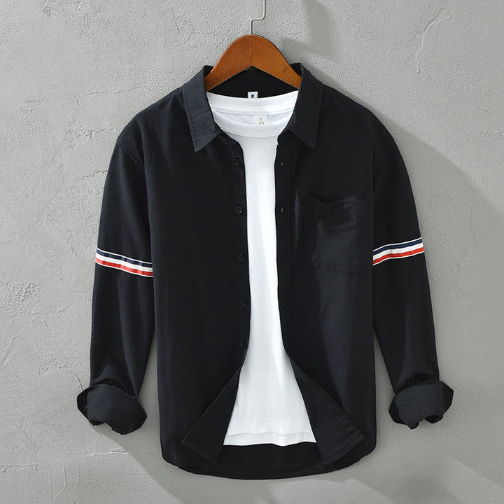 Men’s Long Sleeve Button-Up Shirt with Stripe Detail