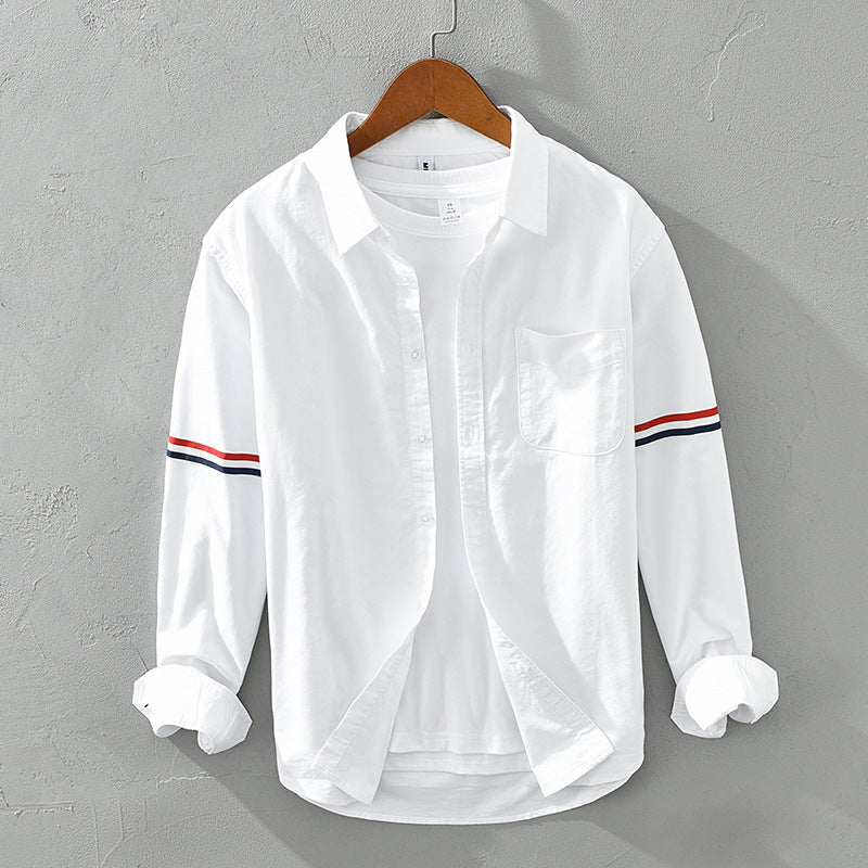 Men’s Long Sleeve Button-Up Shirt with Stripe Detail