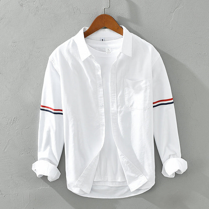 Men’s Long Sleeve Button-Up Shirt with Stripe Detail