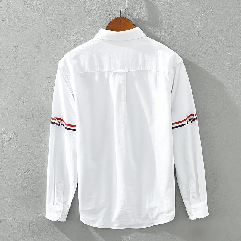 Men’s Long Sleeve Button-Up Shirt with Stripe Detail