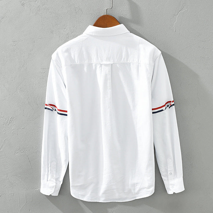 Men’s Long Sleeve Button-Up Shirt with Stripe Detail
