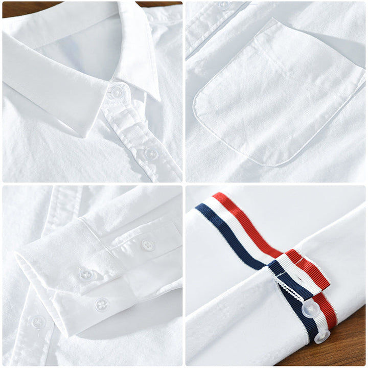 Men’s Long Sleeve Button-Up Shirt with Stripe Detail