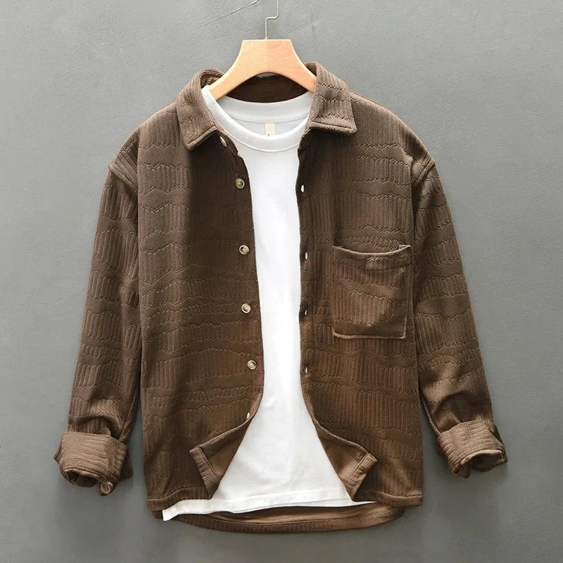 Textured Long Sleeve Button-Up Shirt