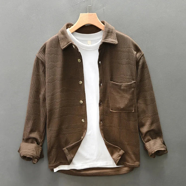 Textured Long Sleeve Button-Up Shirt