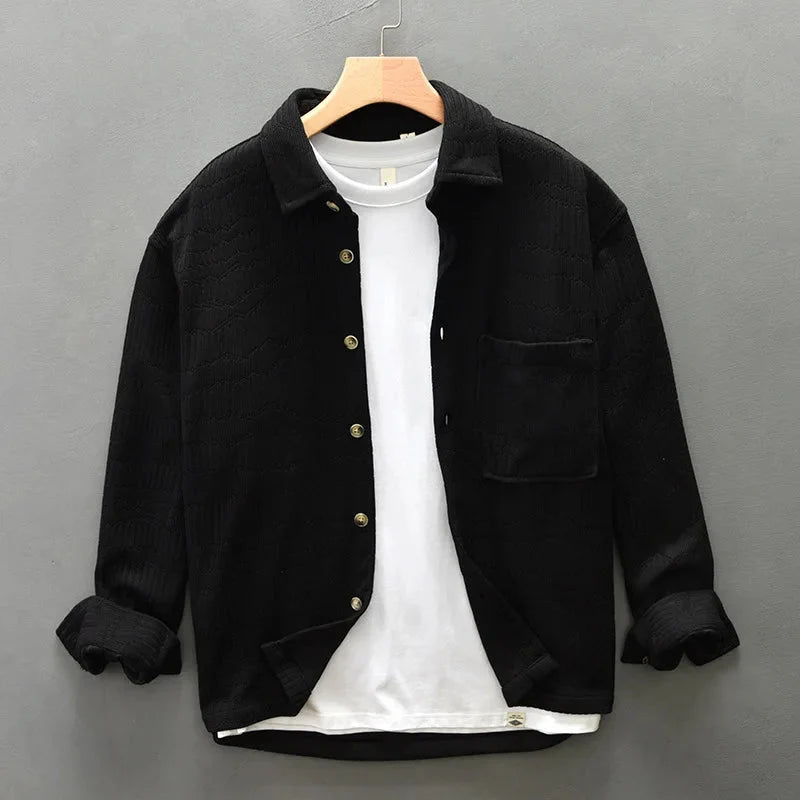 Textured Long Sleeve Button-Up Shirt