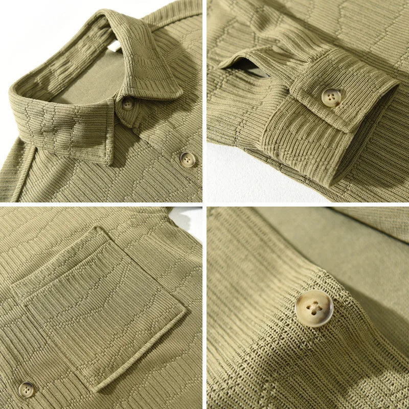 Textured Long Sleeve Button-Up Shirt