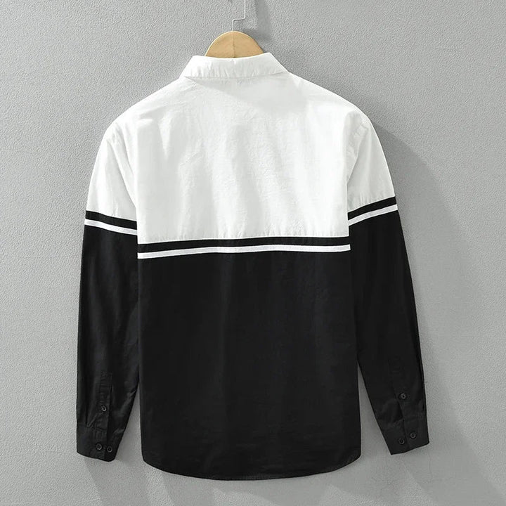 Men’s Long Sleeve Button-Up Shirt with Chest Stripe